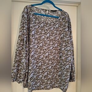Women's Plus Size 26 Floral Print Long Sleeve Blouse Ellos 4X